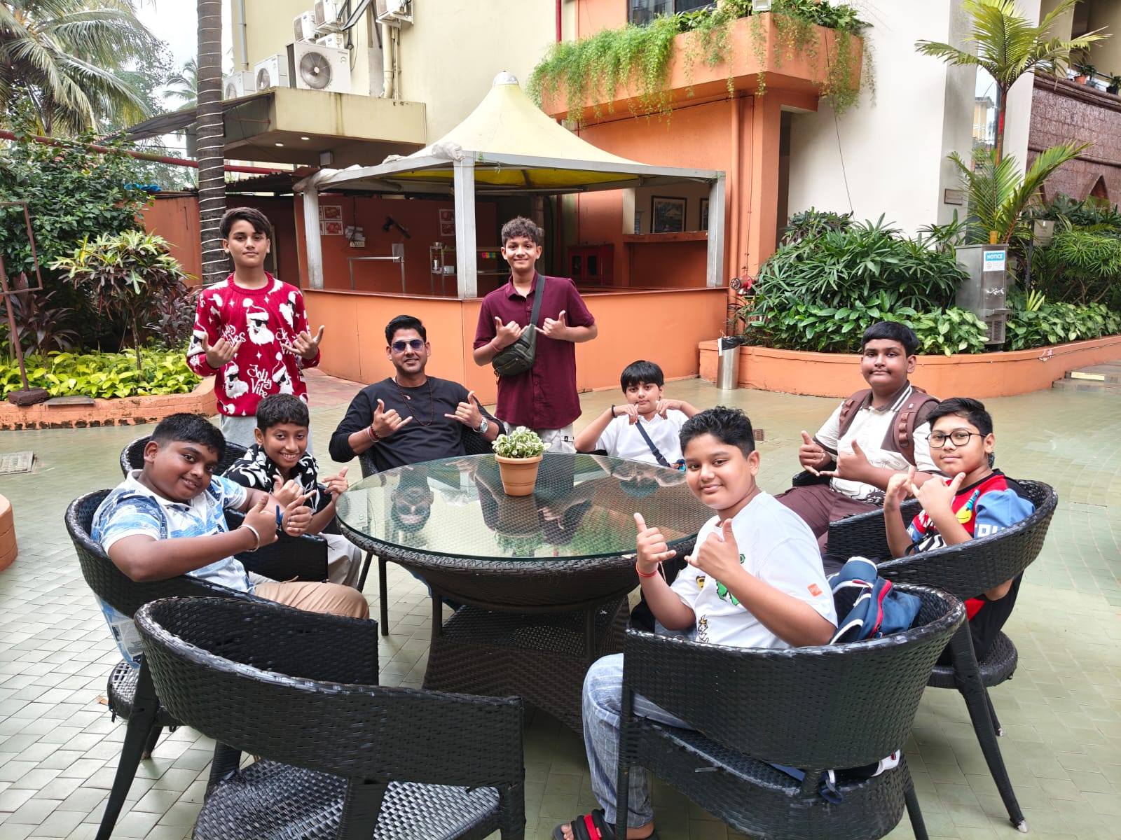 Students enjoying healthy meal